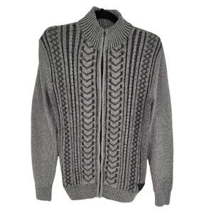 Trash Nouveau mens small Michael Gerald gray full zip ribbed cable knit sweater